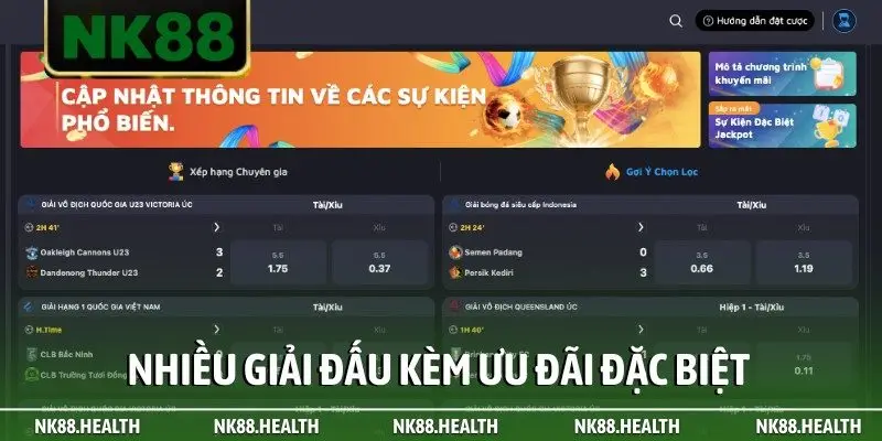 Nhiều giải đấu kèm ưu đãi đặc biệt