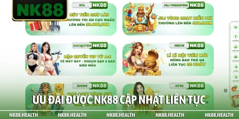 Ưu đãi được NK88 cập nhật liên tục